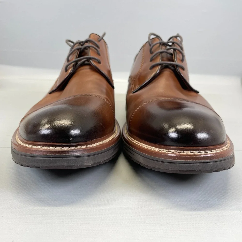 Johnston & Murphy Upton Oxford Dress Shoes Mens Size 11 M Brown Leather Cap Toe